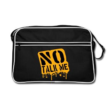 No Talk Me Lustig Antisozial Introvertiert Spruch - Retro Tasche - Schwarz/Weiß - Vorne