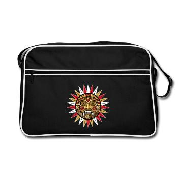 Soleil Maya Inca Divinité Or Rouge Totem - Sac Retro - noir/blanc - Devant