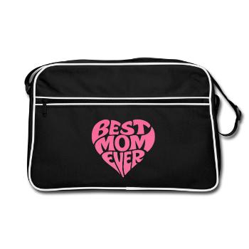 Meilleur cadeau de fête des mères pour un cœur de maman - Sac Retro - noir/blanc - Devant