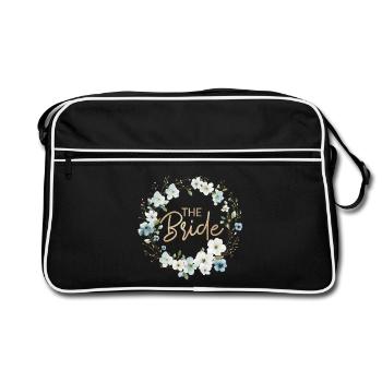 The Bride Weiss Blau Blumenkranz - Retro Tasche - Schwarz/Weiß - Vorne