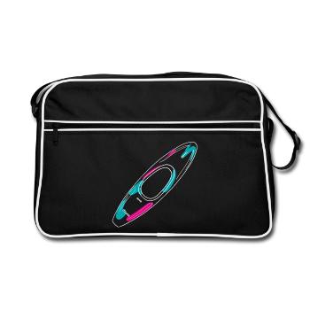 Contours d’un kayak d’eau vive de style néon - Sac Retro - noir/blanc - Devant