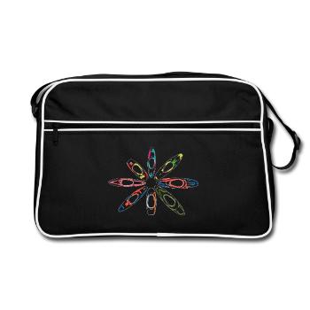 Colorful ring of neon-style whitewater kayaks - Retro Bag - black/white - Front