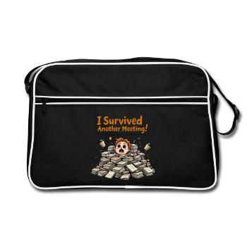 Survived meeting – could have been an email - Retro Bag - black/white - Front