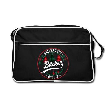 Bäcker Weihnachten Bäckermeister Bäckerei Baecker - Retro Tasche - Schwarz/Weiß - Vorne