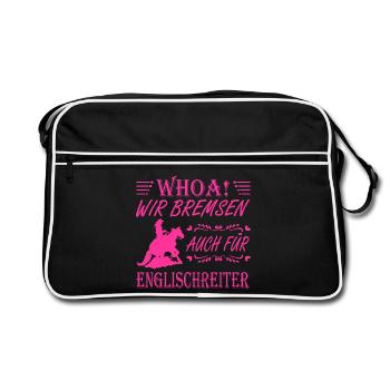 WHOA Wir bremsen für Englischreiter Sliding Stop - Retro Tasche - Schwarz/Weiß - Vorne
