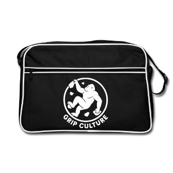 Grip Culture Gorilla: Minimalist Boulder Logo - Retro Bag - black/white - Front