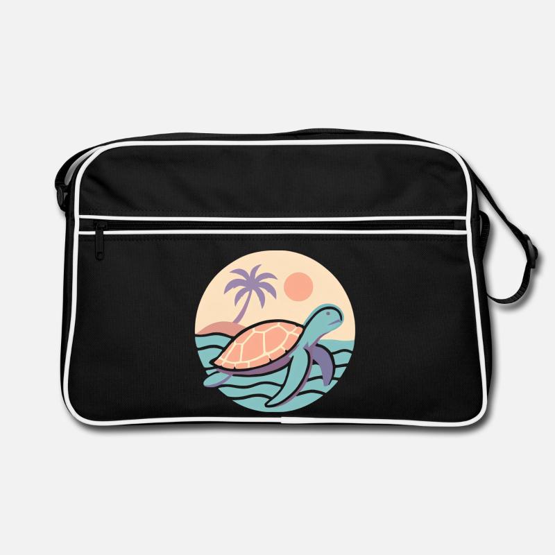 Retro Schildkröte am Strand  Retro Tasche