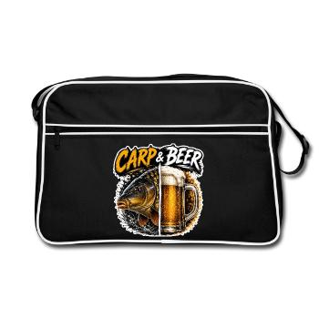 Carpe et bière : design de pêche drôle - Sac Retro - noir/blanc - Devant