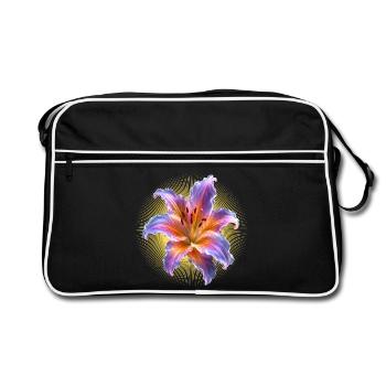 Glowing Lily Floral Art Motif - Retro Bag - black/white - Front