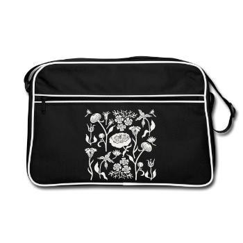 Pivoines pour toujours L Pivoines botaniques L Écru blanc - Sac Retro - noir/blanc - Devant