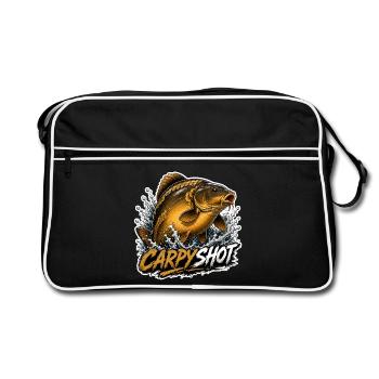 Carpyshot Mirror Carp Fishing Design - Retro Bag - black/white - Front