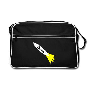 Bitcoin Rocket Print - Retro Bag - black/white - Front