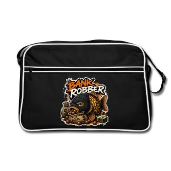 Bank Robber Funny Carp Fishing Design - Retro Bag - black/white - Front