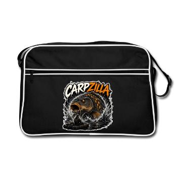 Carpzilla Monster Carp Fishing Design - Retro Bag - black/white - Front
