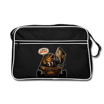 Ich habe ein lustiges Karpfenfischen-Design mit Brassen - Retro Tasche - Schwarz/Weiß - Vorne