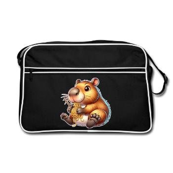 Capybara Pasta - Retro Tasche - Schwarz/Weiß - Vorne