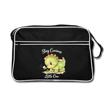 Reste curieux – Aquarelle Dino & Abeille - Sac Retro - noir/blanc - Devant