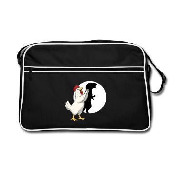 Funny Chicken T Rex Dinosaur Shadow Puppet - Retro Bag - black/white - Front