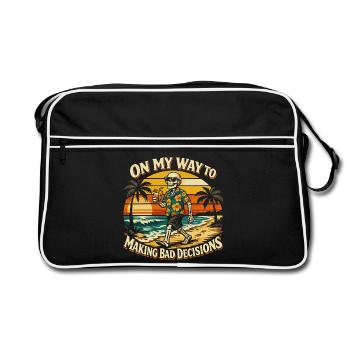 Squelette Vacances Humour Drôle Humour Plage - Sac Retro - noir/blanc - Devant