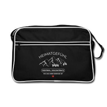 Heinatliebe  - Südtirol  - Dolomiten  - Retro Tasche - Schwarz/Weiß - Vorne