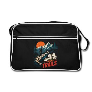 Real Runners Run Trails Mountain Sunset - Retro Tasche - Schwarz/Weiß - Vorne