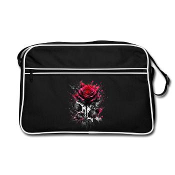 Rose rouge avec des éclaboussures d’encre - Sac Retro - noir/blanc - Devant