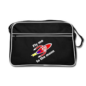 Conception de la Lune de la Fusée Bitcoin - Sac Retro - noir/blanc - Devant