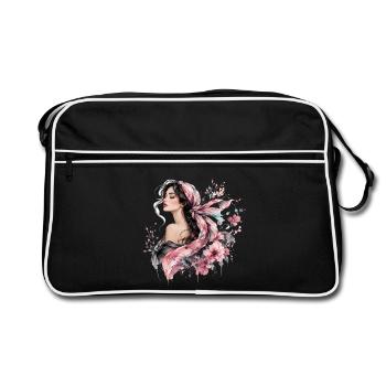 Elegant woman with floral accents - Retro Bag - black/white - Front