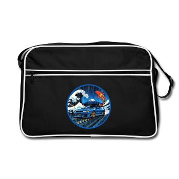 Wave Legend — JDM Icon Meets the Great Wave - Retro Bag - black/white - Front