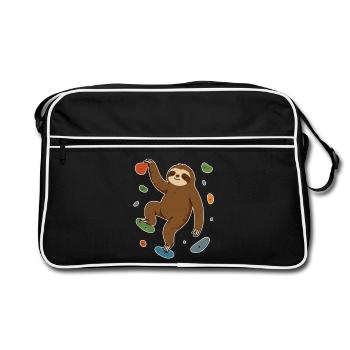 Zen sloth bouldering on the wall - Retro Bag - black/white - Front