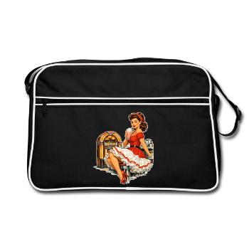 Pin-up Rockabilly dans le diner rétro des années 50 - Sac Retro - noir/blanc - Devant