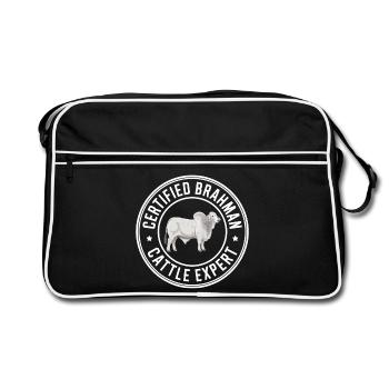 Brahman Experte Rinder Kühe Geschenk - Retro Tasche - Schwarz/Weiß - Vorne