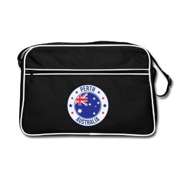 Perth Australia Round Flag Badge - Retro Bag - black/white - Front
