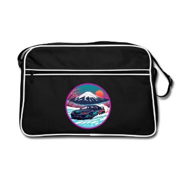 Art rétro des années 90 JDM Mt Fuji Skyline R32 Synthwave - Sac Retro - noir/blanc - Devant