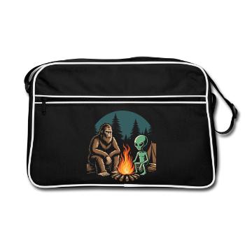 Randonnée - Aventure en plein air - Bigfoot et Alien - Sac Retro - noir/blanc - Devant