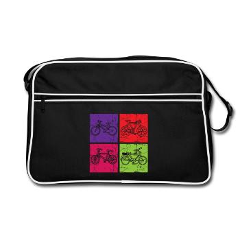 Colorful Distressed Bicycle Pop Art - Retro Bag - black/white - Front