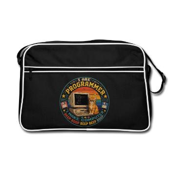 Cat Computer Programmer Retro Vintage Humor - Retro Bag - black/white - Front