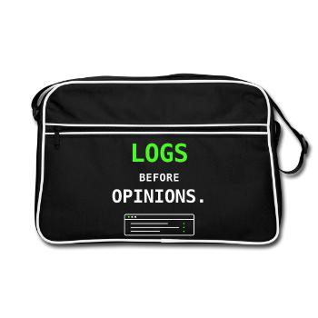 Logs Before Options IT Humor Sysadmin Gift - Retro Bag - black/white - Front
