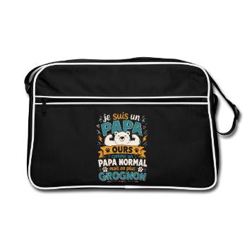 Je suis un papa ours comme un papa normal cadeau - Sac Retro - noir/blanc - Devant