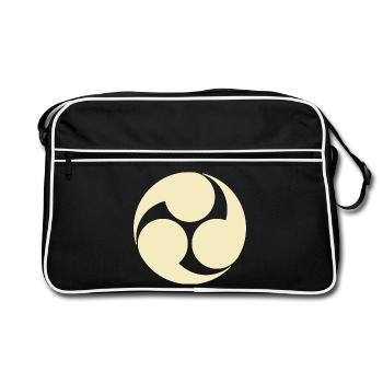 Oriental Vintage Pale Yellow Kobayakawa Japan Mon - Retro Bag - black/white - Front