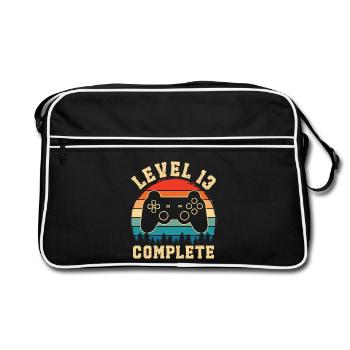 Level 13 complete – 13 Year Old Gift - Retro Bag - black/white - Front