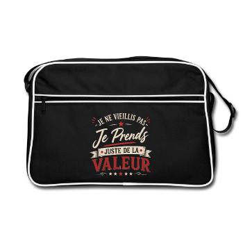Je ne vieillis pas je prends de la valeur - Sac Retro - noir/blanc - Devant