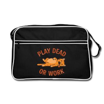 « Faire semblant de mort ou travailler » - Cat Drôle - Sac Retro - noir/blanc - Devant