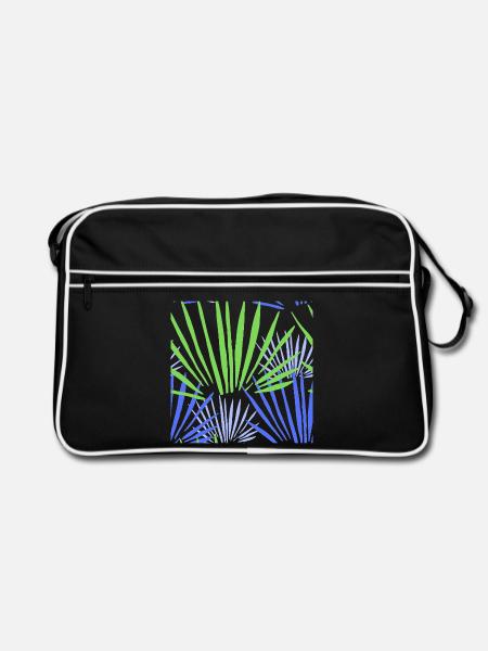 Tropisches Palmen Kontrast Muster - Retro Tasche - Schwarz/Weiß