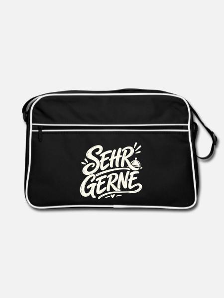 Sehr gerne - Retro Tasche - Schwarz/Weiß