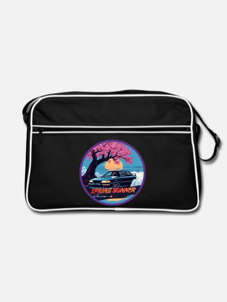 Blossom Horizon Vintage Legacy Automotive Retro - Retro Tasche - Schwarz/Weiß