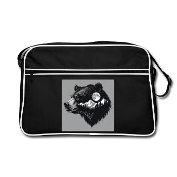 Grizzly Wildnis - Retro Tasche - Schwarz/Weiß - Vorne