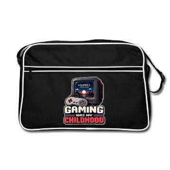 Gaming war meine Kindheit - Retro Tasche - Schwarz/Weiß - Vorne