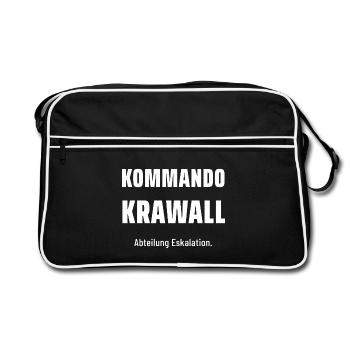 Kommando Krawall - Retro Tasche - Schwarz/Weiß - Vorne