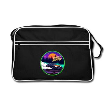 Street Hunter Retro Outrun JDM Streetwear - Retro Tasche - Schwarz/Weiß - Vorne